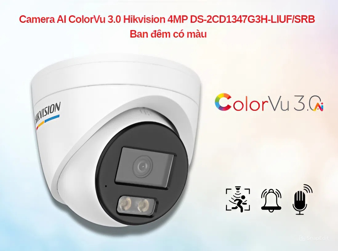Camera AI ColorVu 4MP Hikvision DS-2CD1347G3H-LIUF/SRB – Có Màu Ban Đêm